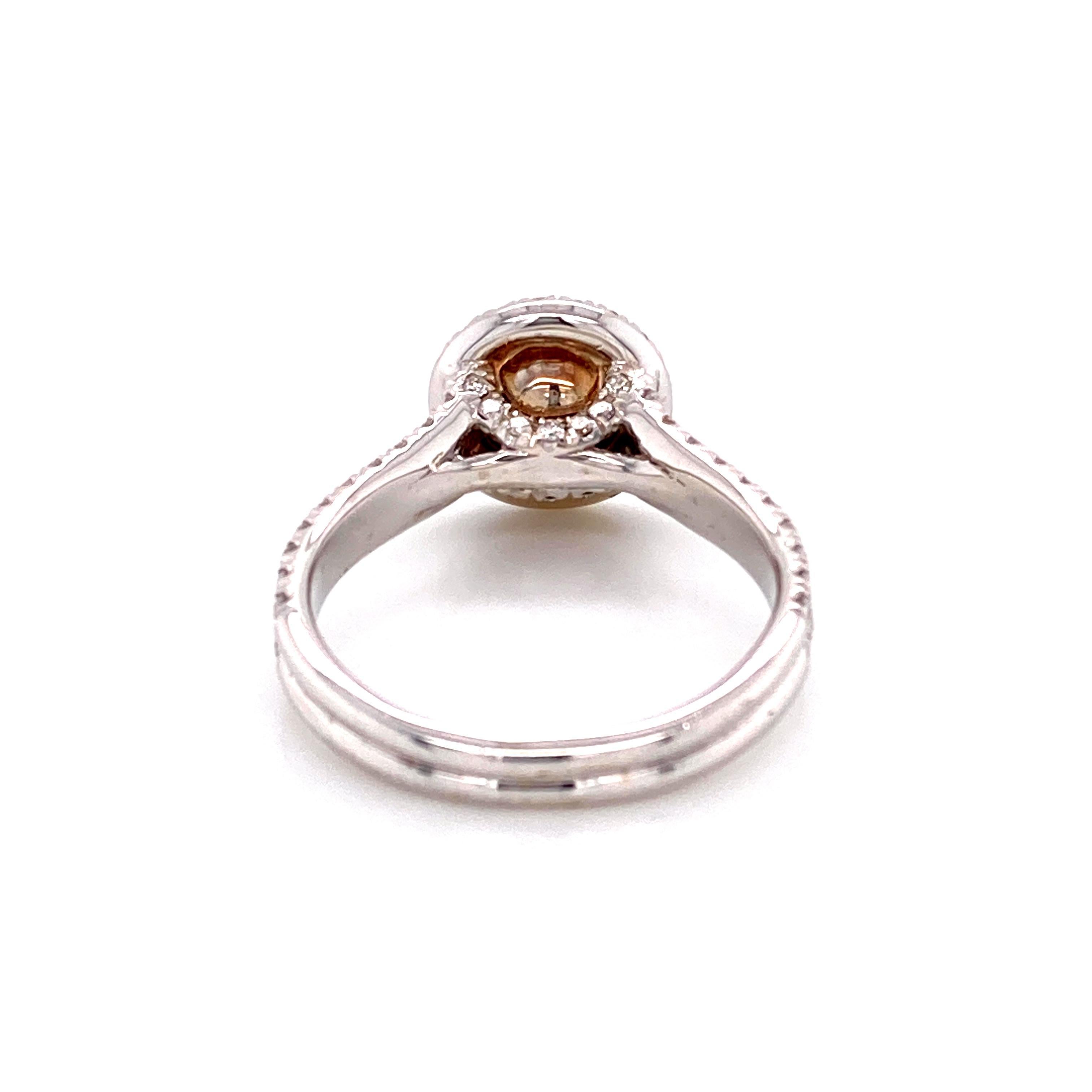 Round Cut Alexander Beverly Hills GIA 1.25ctt Pinkish Brown Diamond with Halo Ring 18k For Sale