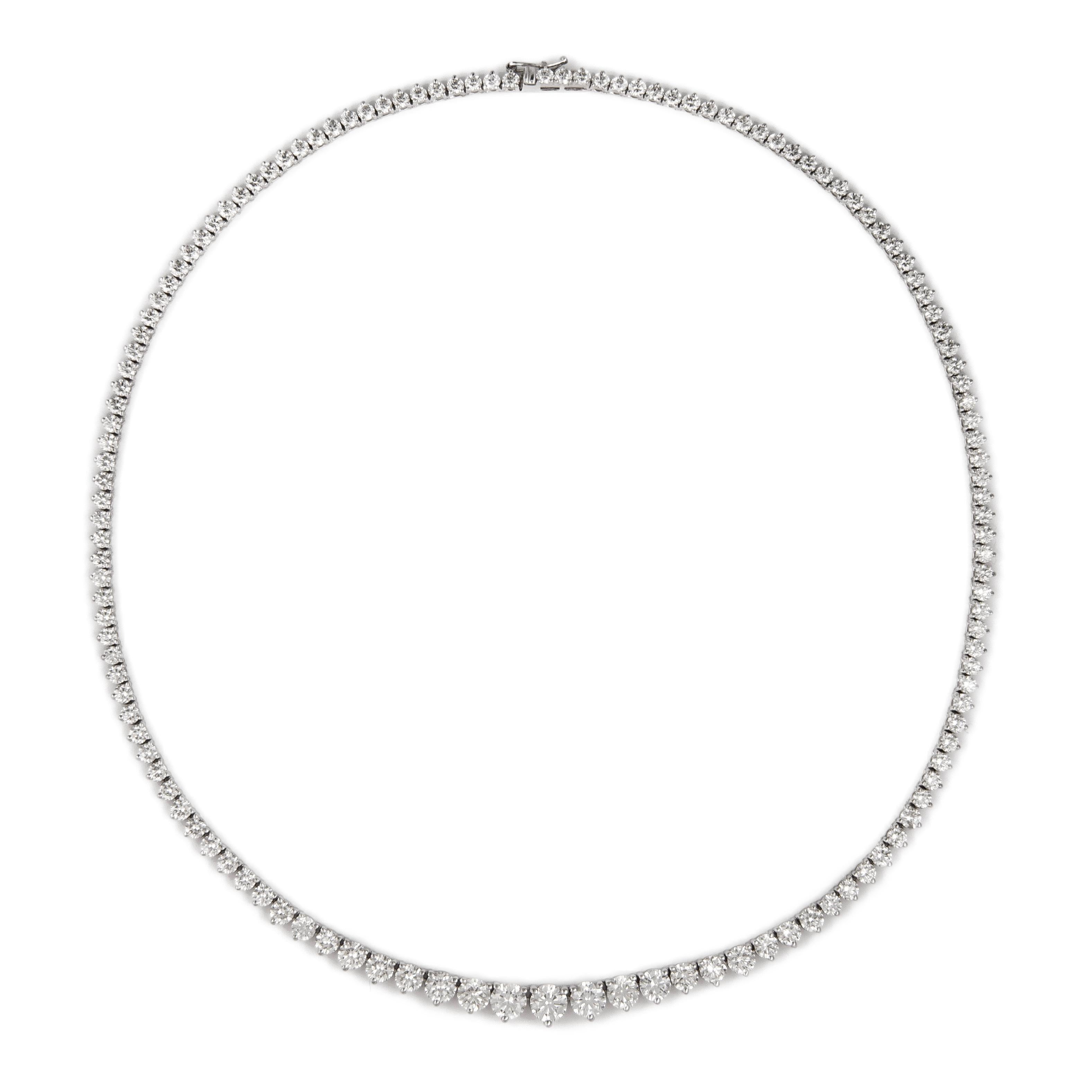 Contemporary Alexander Beverly Hills GIA 13.11ct Diamond Tennis Riviera Necklace 18k For Sale