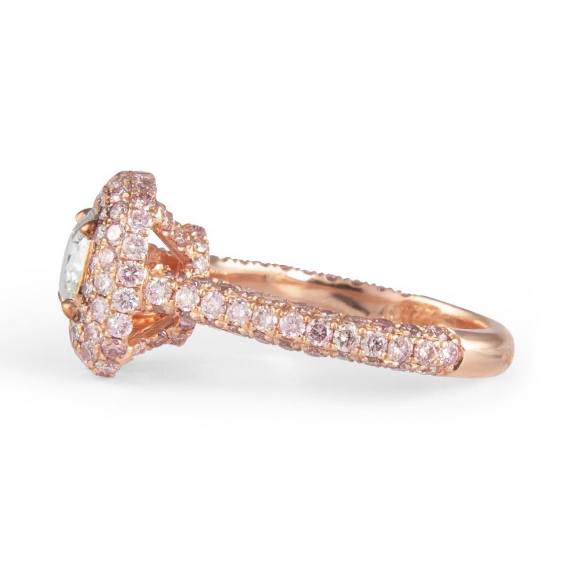 Alexander Beverly Hills GIA 1,38ct Fancy Blueish Green & Pink Diamond Ring In condizioni Nuovo in vendita a BEVERLY HILLS, CA