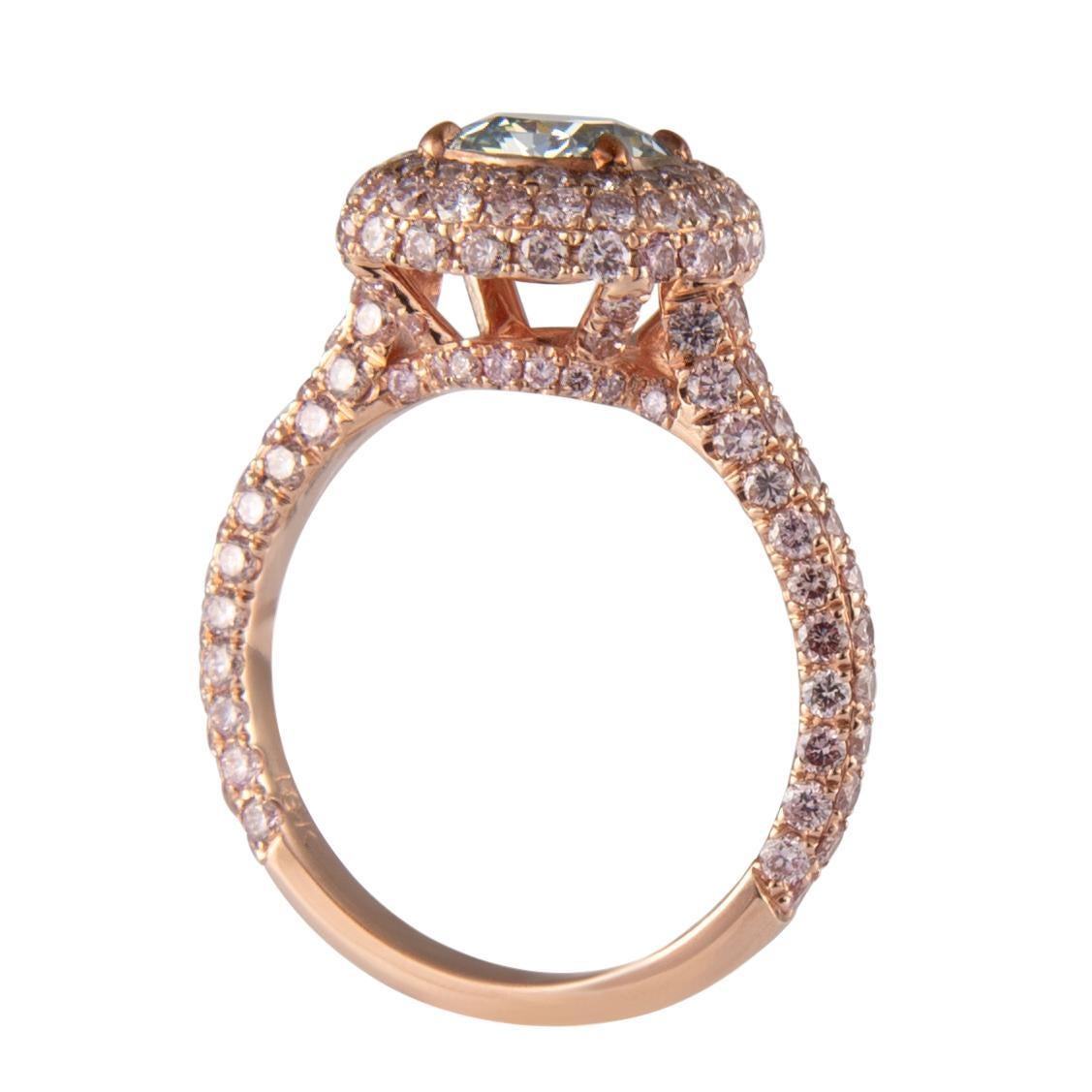 Alexander Beverly Hills GIA 1,38ct Fancy Blueish Green & Pink Diamond Ring in vendita 1