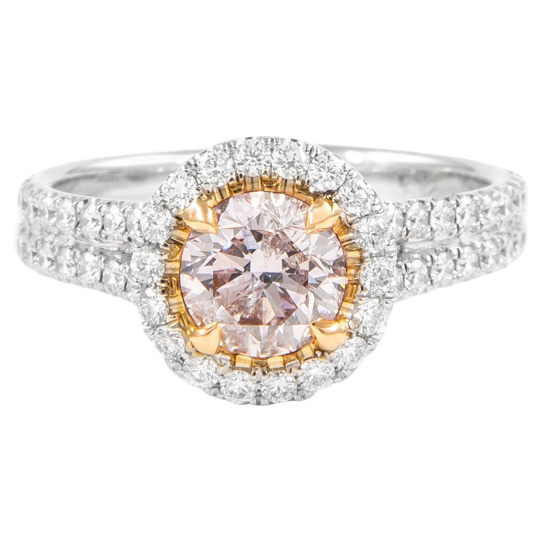 Alexander Beverly Hills GIA 1,44ctt Pink Diamond with Halo Ring 18k Two Tone (bague à deux tons)
