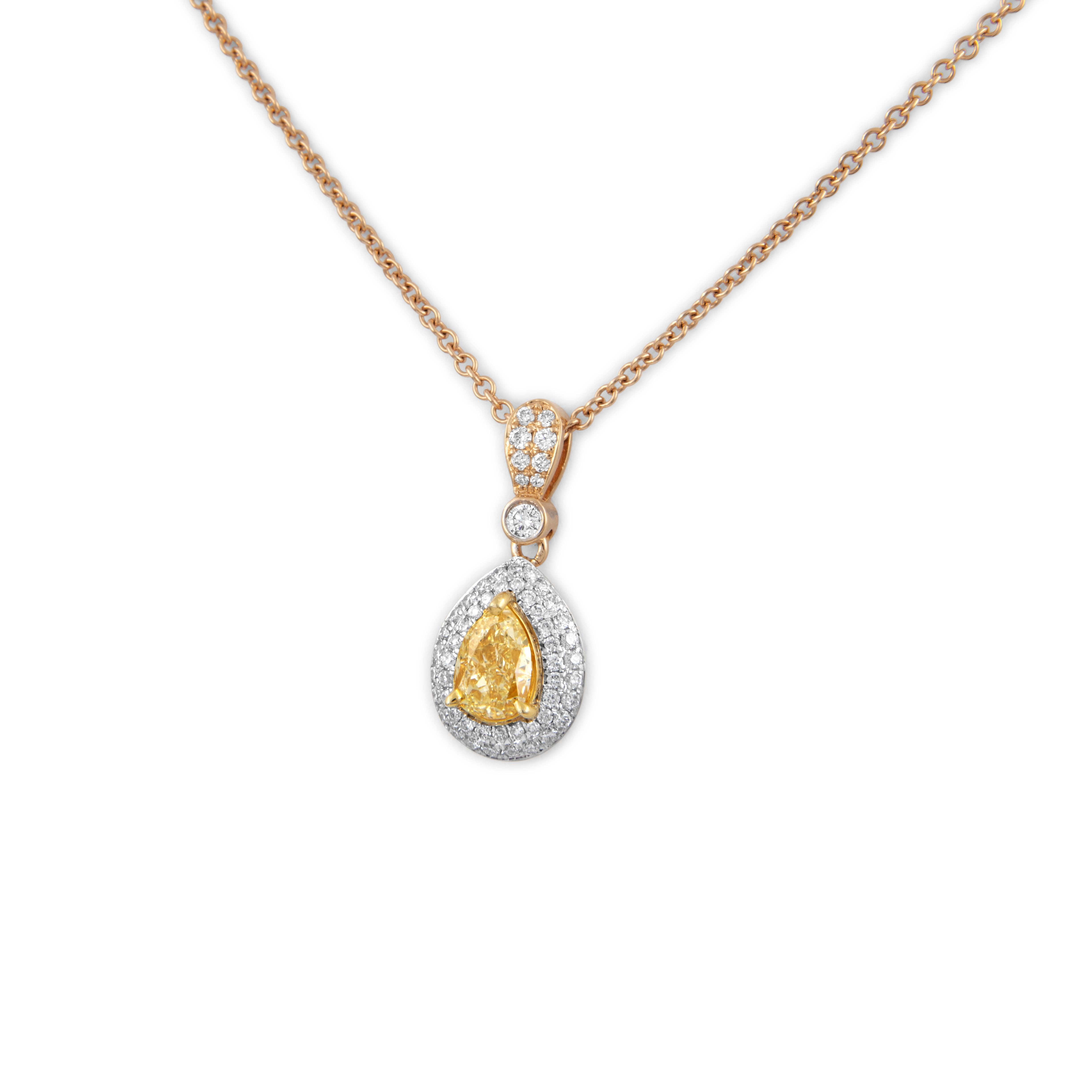 Contemporain Alexander Beverly Hills, collier 18 carats avec diamant jaune clair fantaisie de 1,54 carat certifié GIA en vente