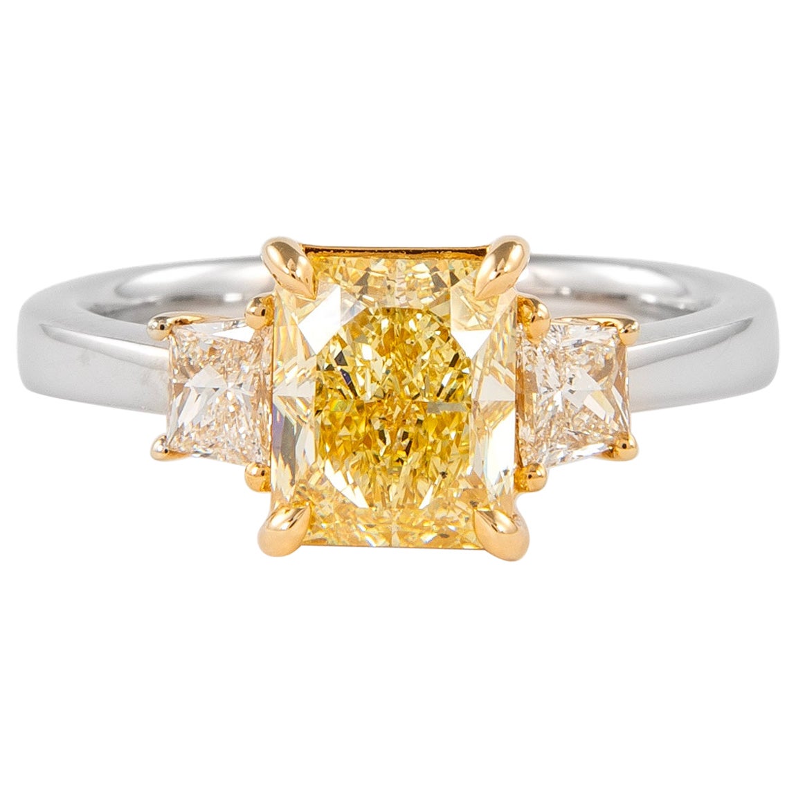 Alexander Beverly Hills GIA 2,07ct Fancy Yellow Diamond Three-Stone Ring 18k