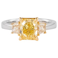 Alexander Beverly Hills GIA 2,07ct Fancy Yellow Diamond Three-Stone Ring 18k
