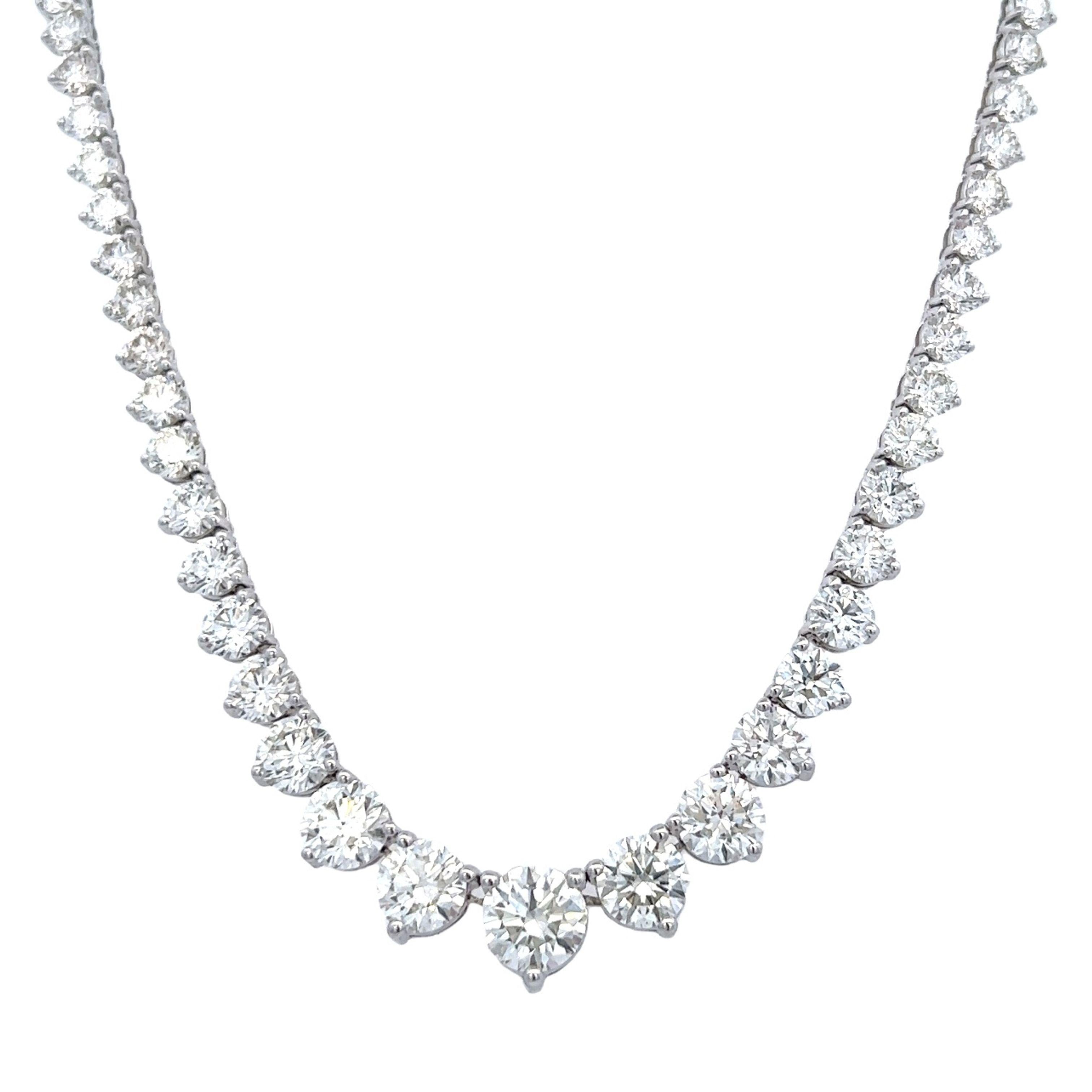 Contemporary Alexander Beverly Hills GIA 22.26ct Diamond Tennis Riviera Necklace 18k For Sale