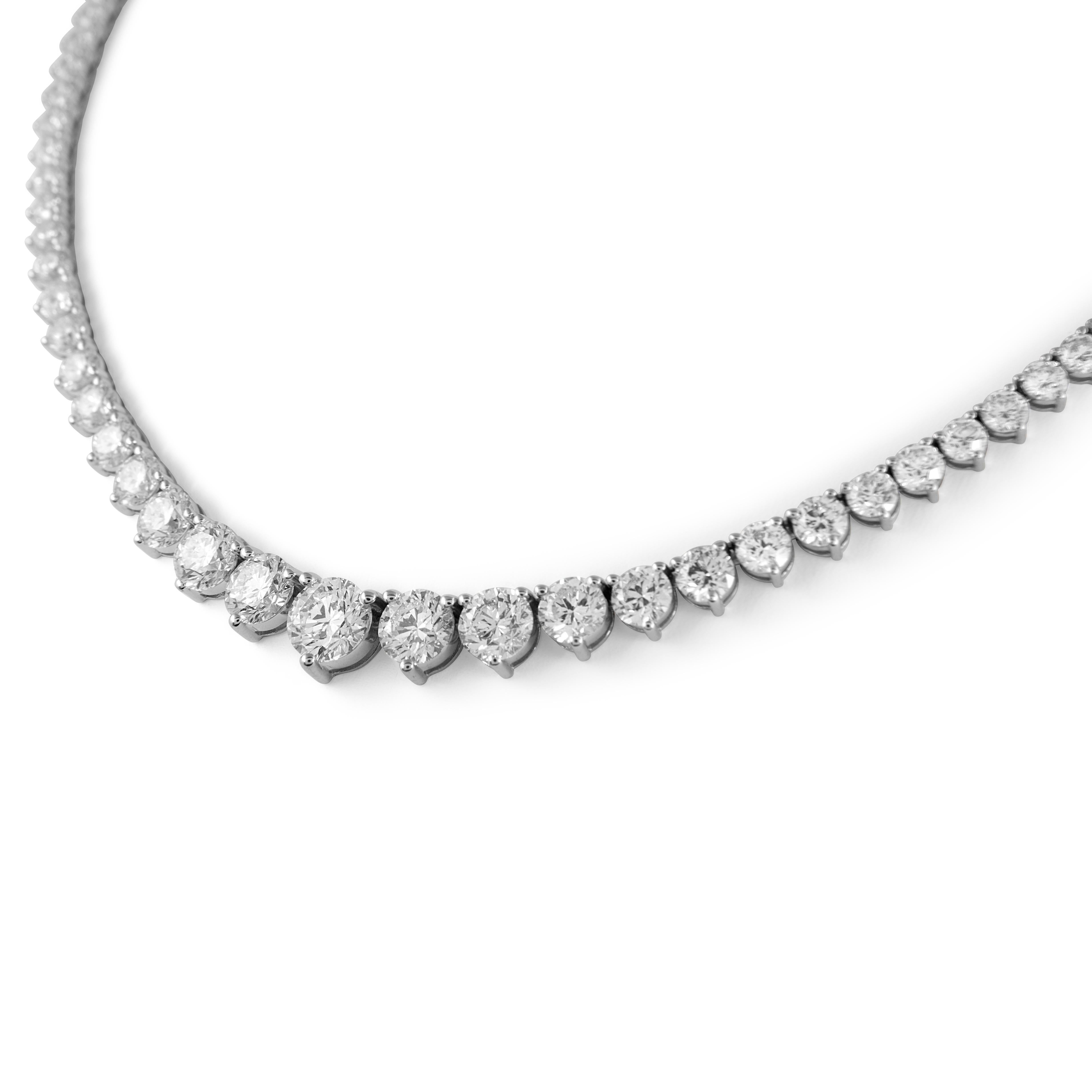 Contemporary Alexander Beverly Hills GIA 22.26ct Diamond Tennis Riviera Necklace 18k For Sale
