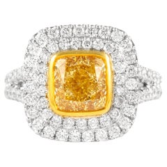 Alexander Beverly Hills GIA 2,32ct Fancy Yellow VS2 Cushion Diamond Ring 18k