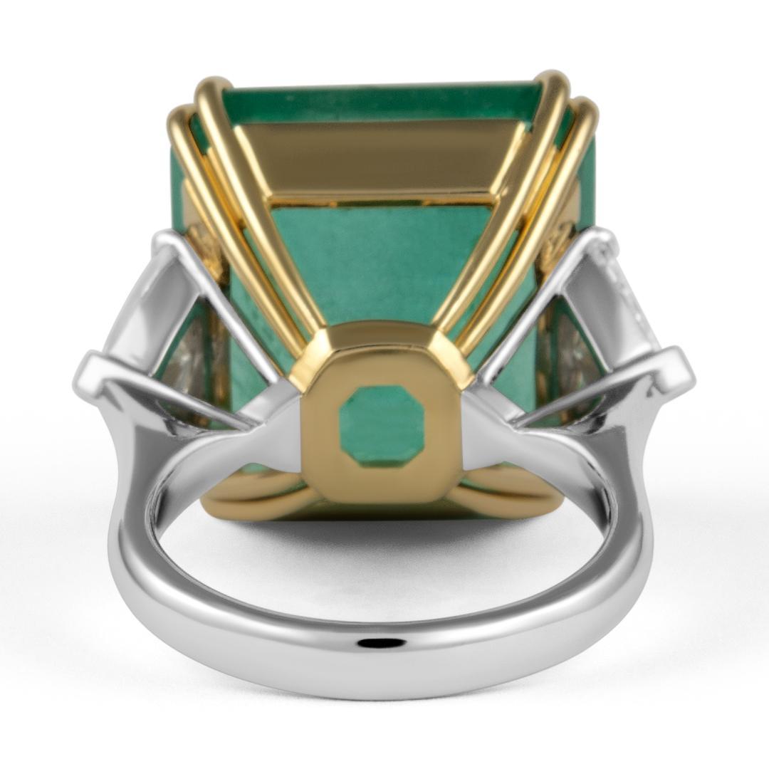 Alexander Beverly Hills GIA 24,25ct Colombian Emerald & Diamond 3-Stone Ring 18k Pour femmes en vente