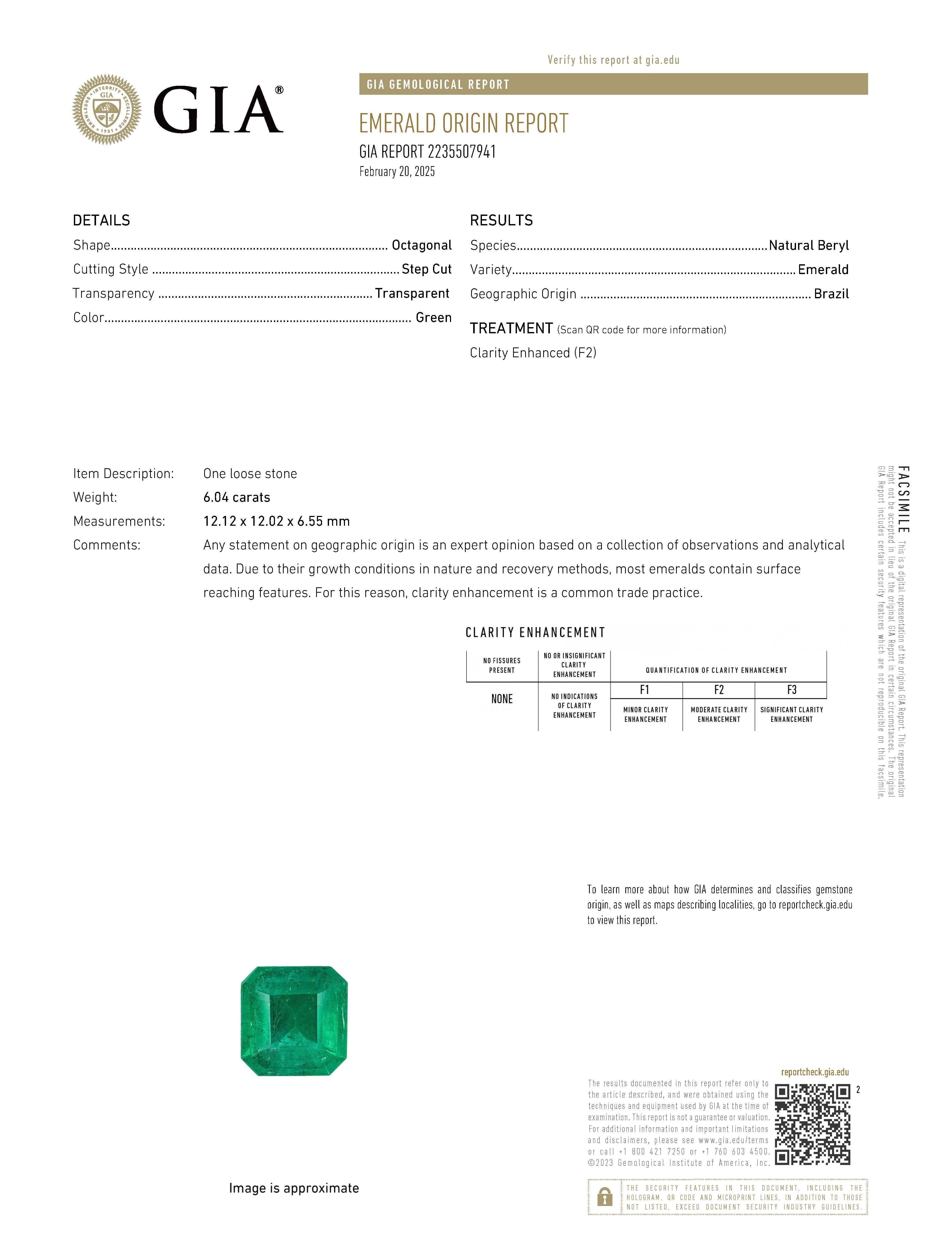 Beautiful Brazilian emerald drop with natural heart shape diamonds grand drop necklace. High jewelry Alexander Beverly Hills.
*Emerald's color looks the same as the photo in the GIA certificate
29.54 carats total gemstone weight.
GIA certified 6.04