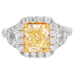 Alexander Beverly Hills GIA 2,96ct Fancy Yellow VS1 Anello con tre pietre di diamante 18k