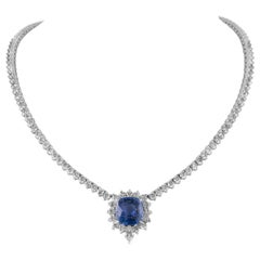 Alexander Beverly Hills GIA 29.94ctt Sapphire & Diamond Tennis Necklace 18k