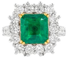 Alexander Beverly Hills GIA 3,12 Karat Smaragd mit Diamant-Halo-Ring / Anhänger 18k