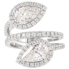 Alexander Beverly Hills GIA 3.24ct Toi et Moi Pear Diamonds Pave Bypass Ring 18k