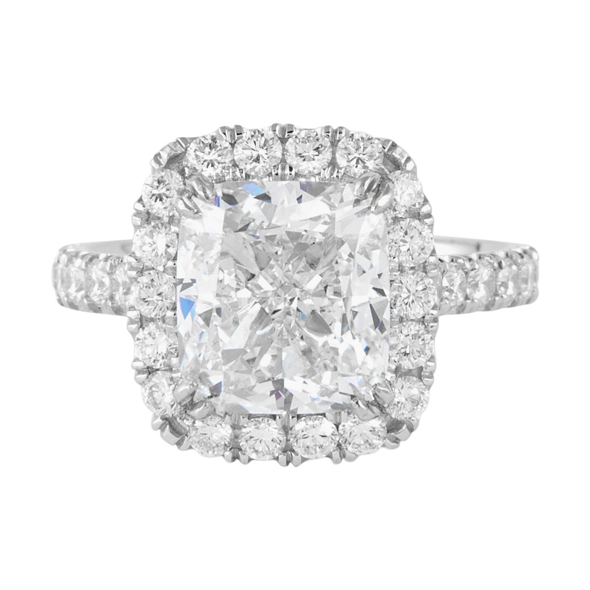 Alexander Beverly Hills GIA 4.01ct J VS1 Cushion Diamond with Halo Ring 18k