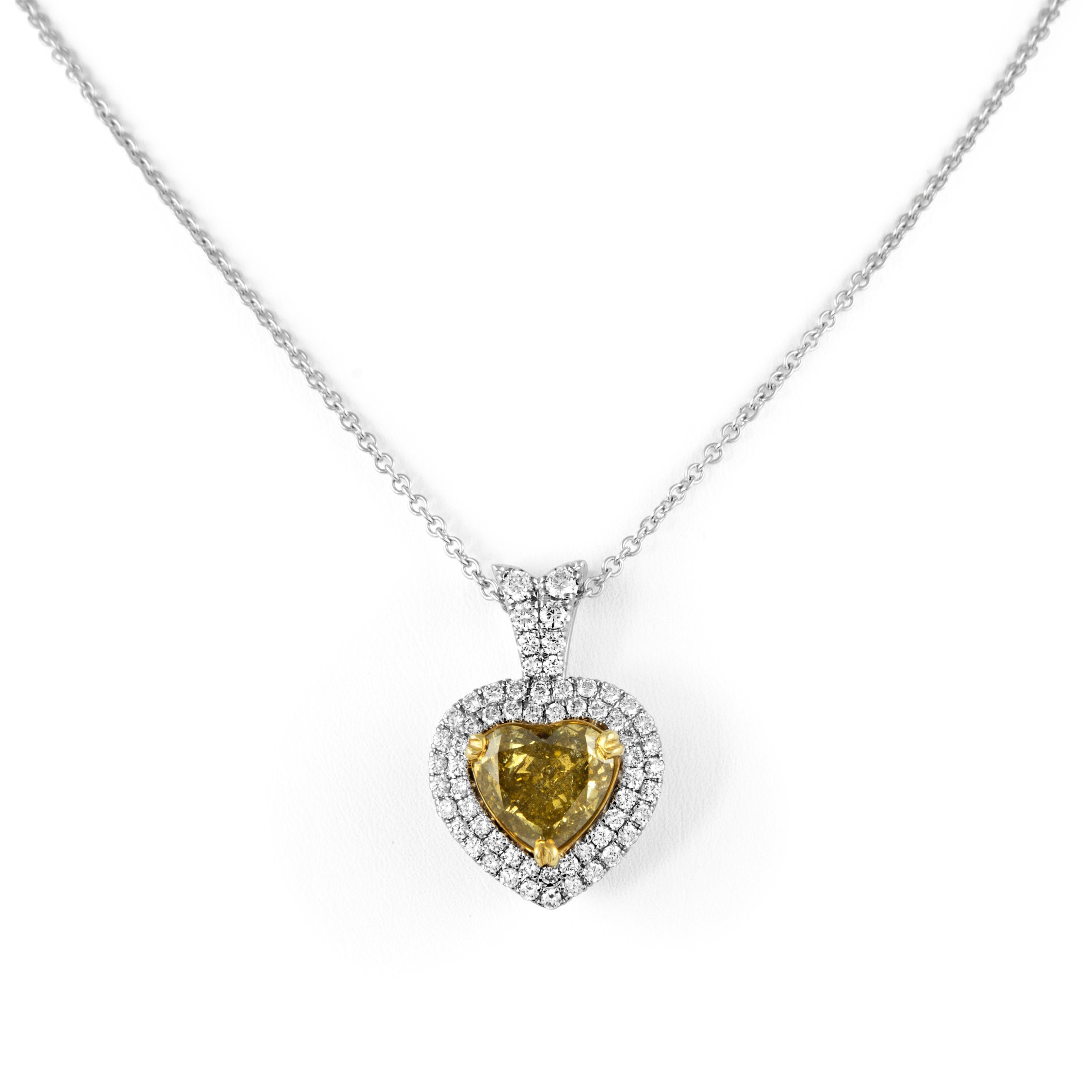 Contemporary Alexander Beverly Hills GIA 4.08ct Green Brown Yellow Diamond 18k Necklace For Sale