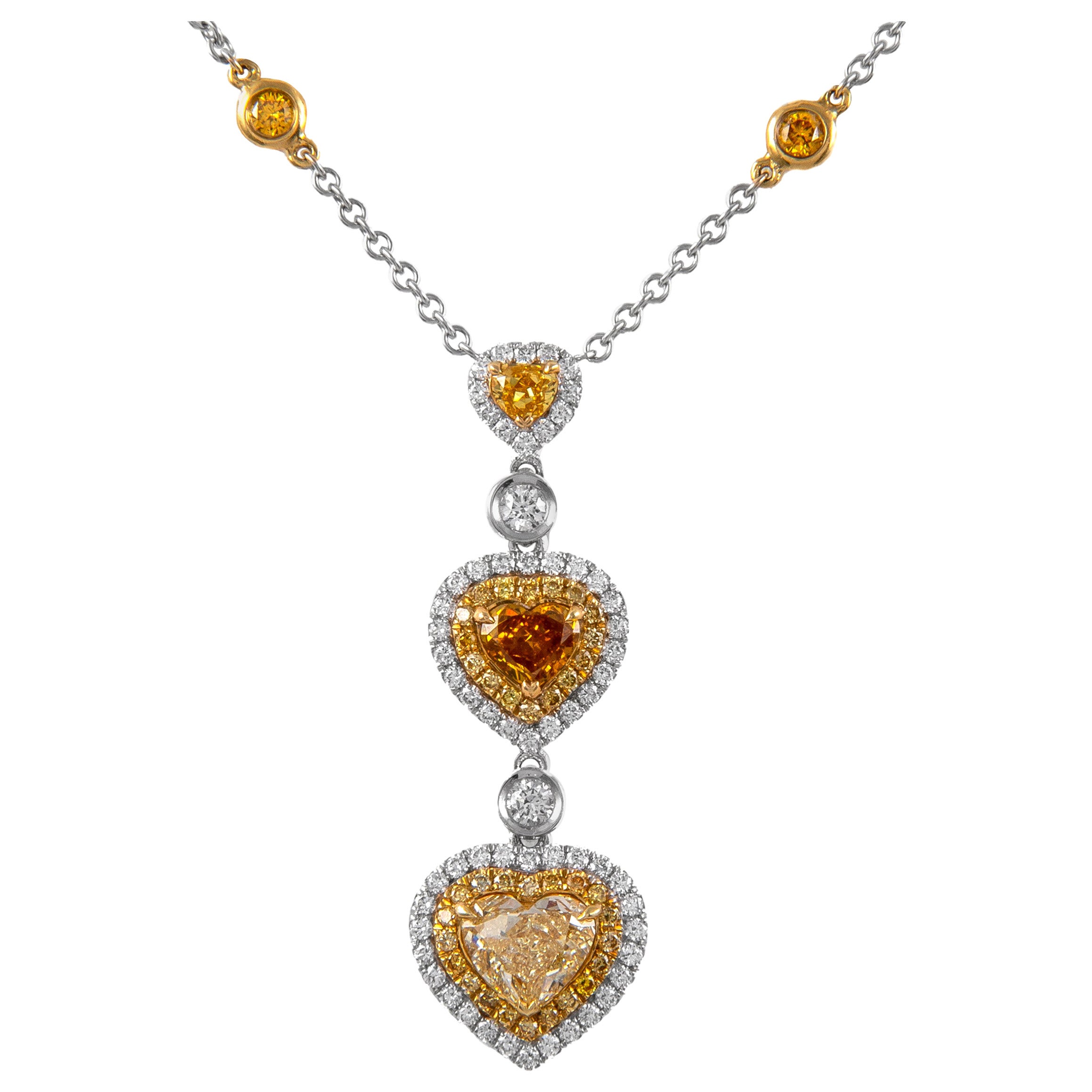 Alexander Beverly Hills GIA 4.15ctt Fancy Yellow Diamond Drop Necklace 18k Gold For Sale