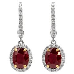 Alexander Beverly Hills GIA Pendientes de rubí birmano oval de 4,20 ct con diamantes 18k