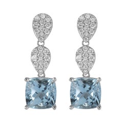 Alexander Beverly Hills, boucles d'oreilles en or blanc 18 carats, aigue-marine 4,36 carats et diamants certifiés GIA