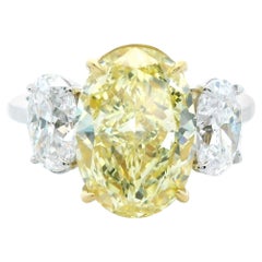 Alexander Beverly Hills GIA 4.44ct Oval Fancy Intense Yellow Diamond Ring 18k