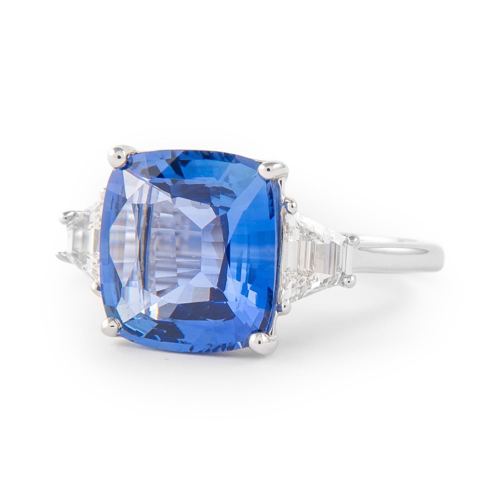 Cushion Cut Alexander Beverly Hills GIA 4.74ct No Heat Ceylon Sapphire & Diamond Ring 18k