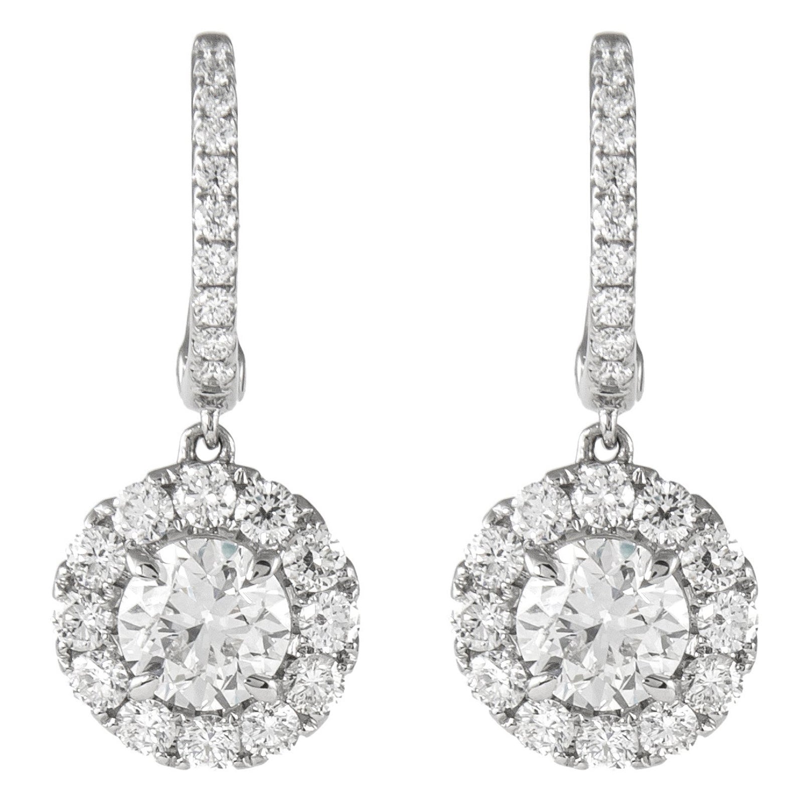 Alexander Beverly Hills GIA 4,96 Karat runde Diamant-Tropfen-Ohrringe 18k Weißgold im Angebot