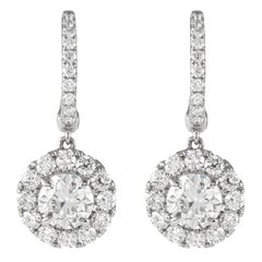 Alexander Beverly Hills, pendants d'oreilles en or blanc 18 carats avec diamants ronds de 4,96 carats certifiés GIA
