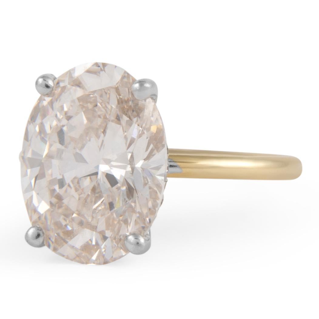 Oval Cut Alexander Beverly Hills GIA 5.18ct Oval Diamond Solitaire Ring Two Tone For Sale