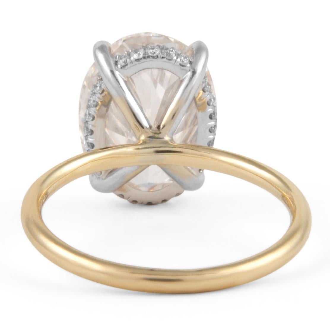 Women's Alexander Beverly Hills GIA 5.18ct Oval Diamond Solitaire Ring Two Tone For Sale