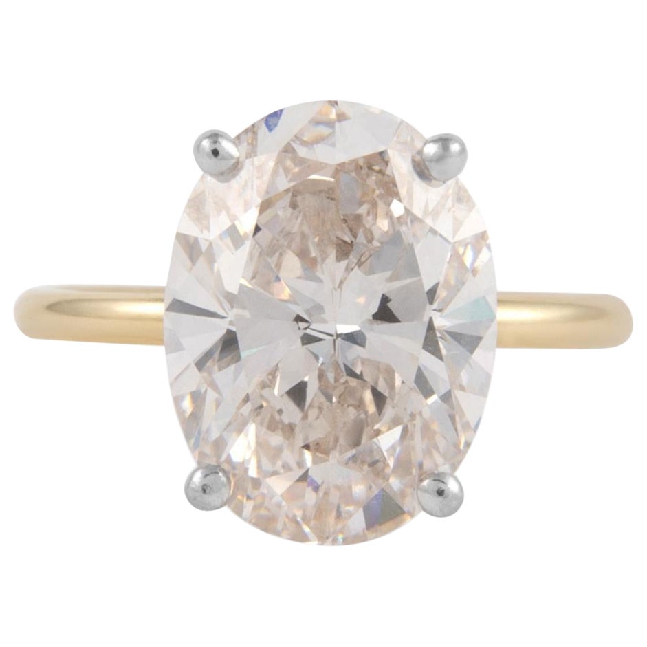 Alexander Beverly Hills GIA 5,18ct Anello solitario con diamante ovale bicolore