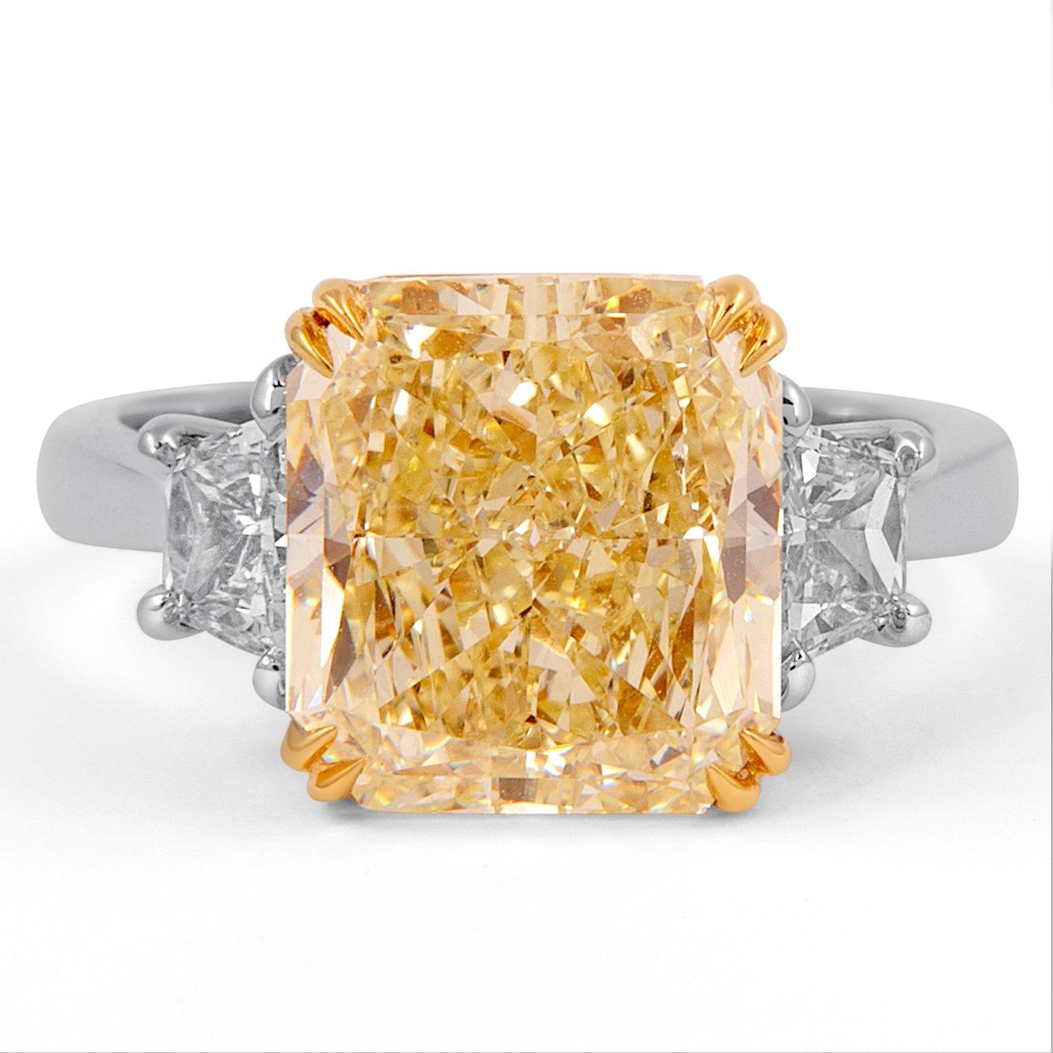 Alexander Beverly Hills GIA 5.24ct Fancy Yellow VS2 Diamond Three-Stone Ring 18k