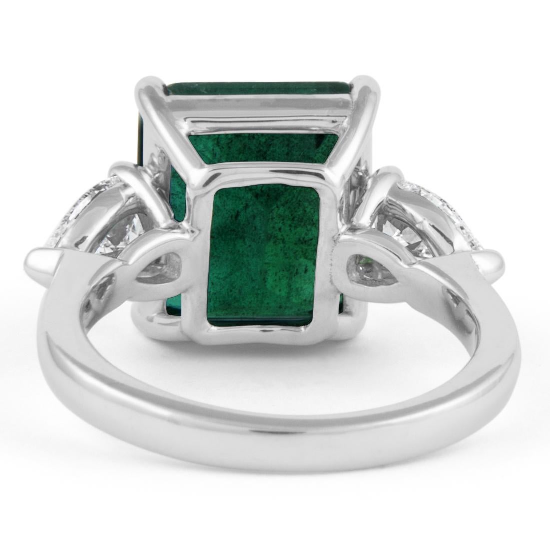 Alexander Beverly Hills GIA 5.97ct Emerald & Diamond 3-Stone Ring 18k White Gold For Sale 1