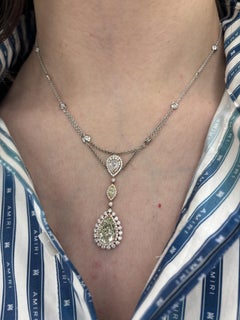 Alexander Beverly Hills GIA 5.97ctt Green Yellow Diamond 18k Necklace