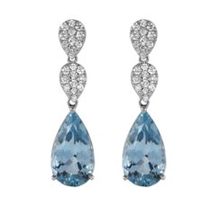 Alexander Beverly Hills Orecchini con acquamarina e diamanti GIA 6,02ct in oro bianco 18k