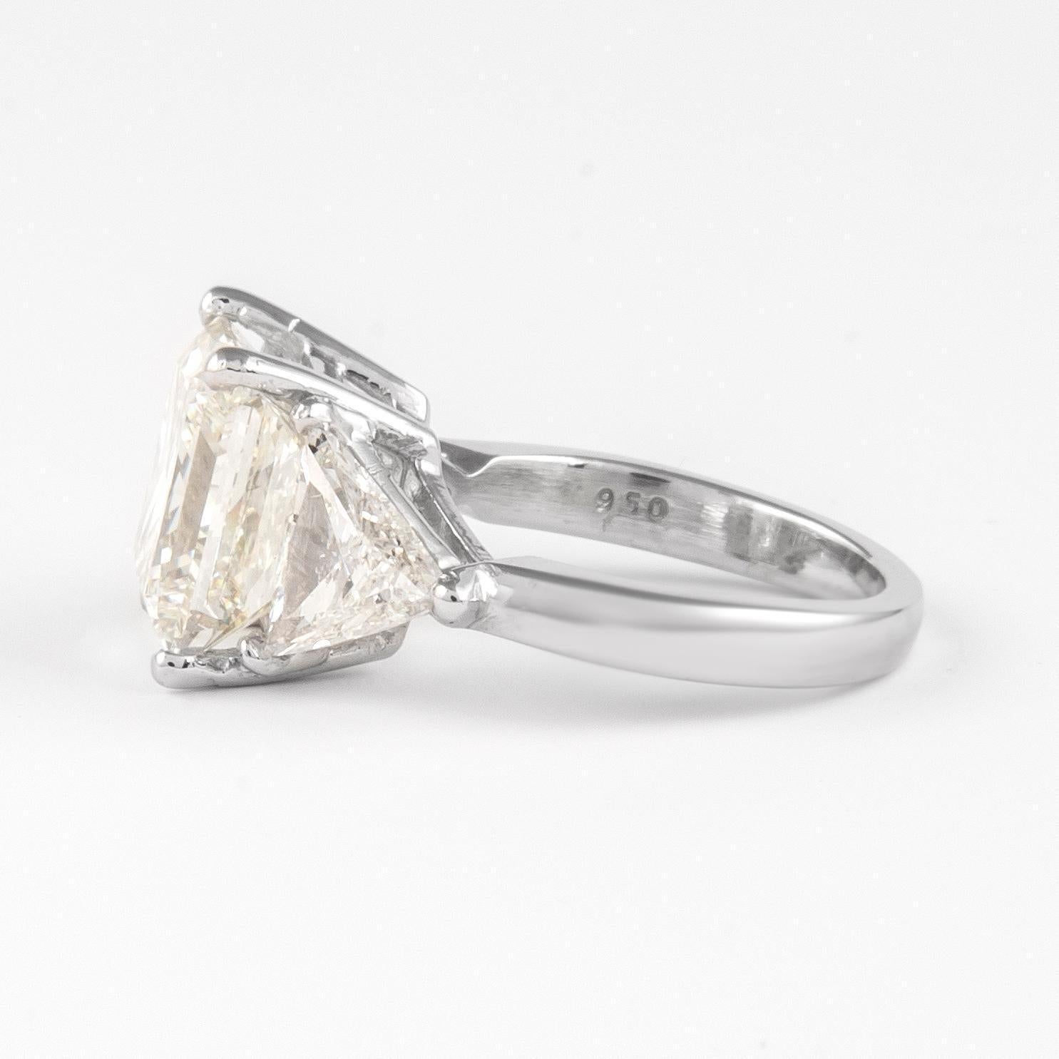Taille émeraude Alexander Beverly Hills GIA 6,05ct Diamant taille princesse bague 3 pierres Platine en vente
