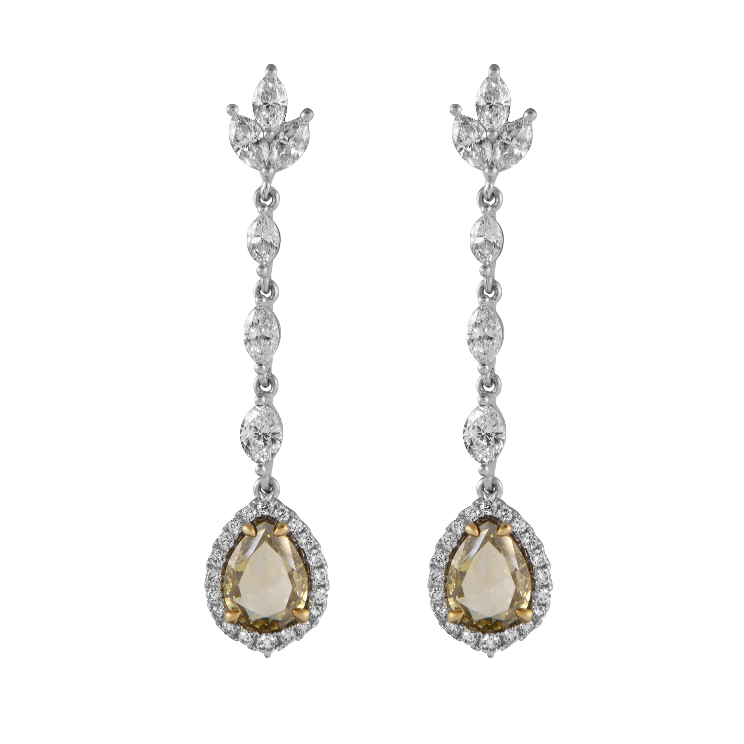 Alexander Beverly Hills GIA 6,12 Karat Gelbe Diamant-Tropfen-Ohrringe 18k Gold