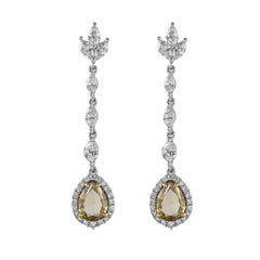 Alexander Beverly Hills GIA 6,12 ct Pendientes Gota Diamante Amarillo Oro 18k