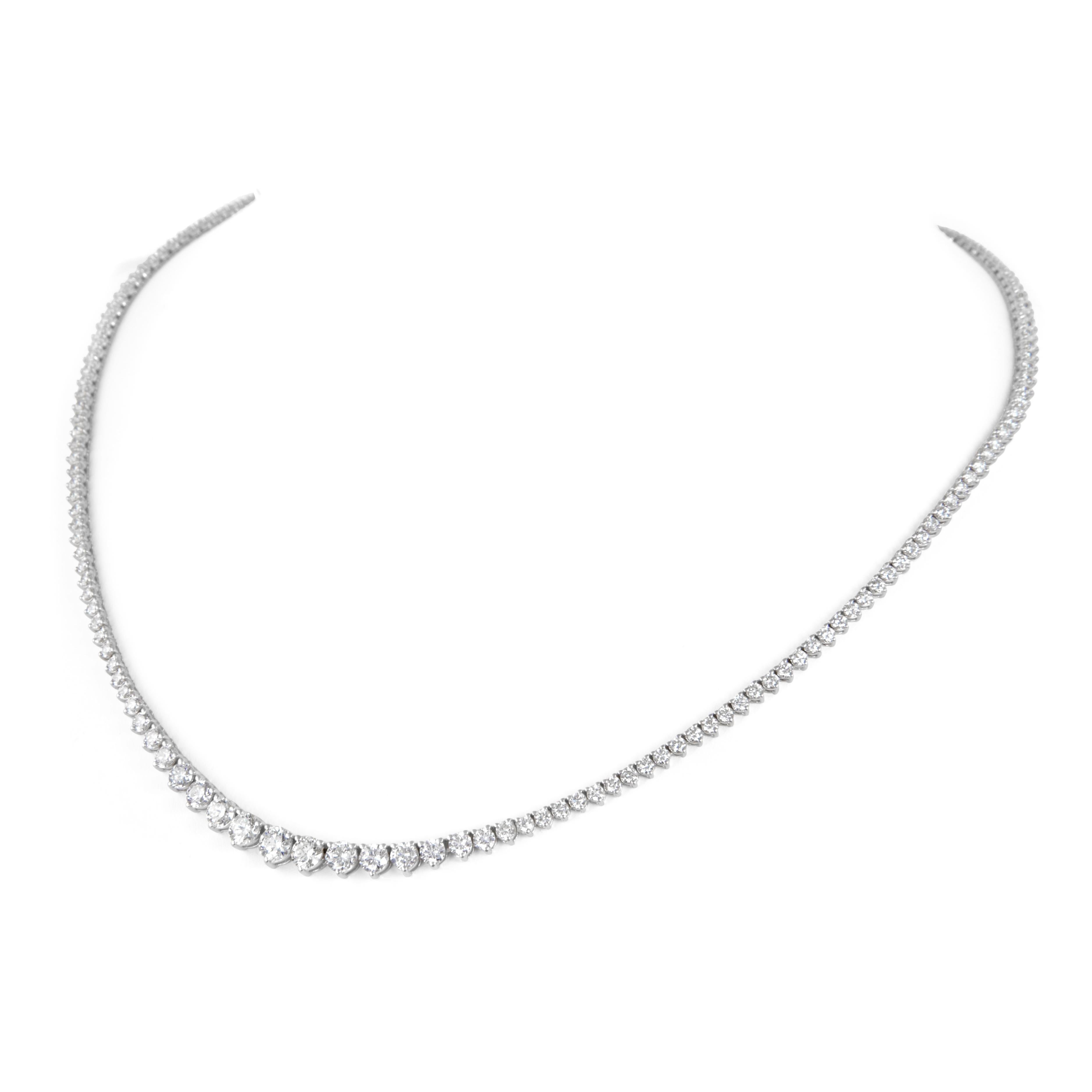 Contemporain Alexander Beverly Hills Collier tennis Riviera en or 18 carats avec diamants 6,71 carats certifiés GIA en vente