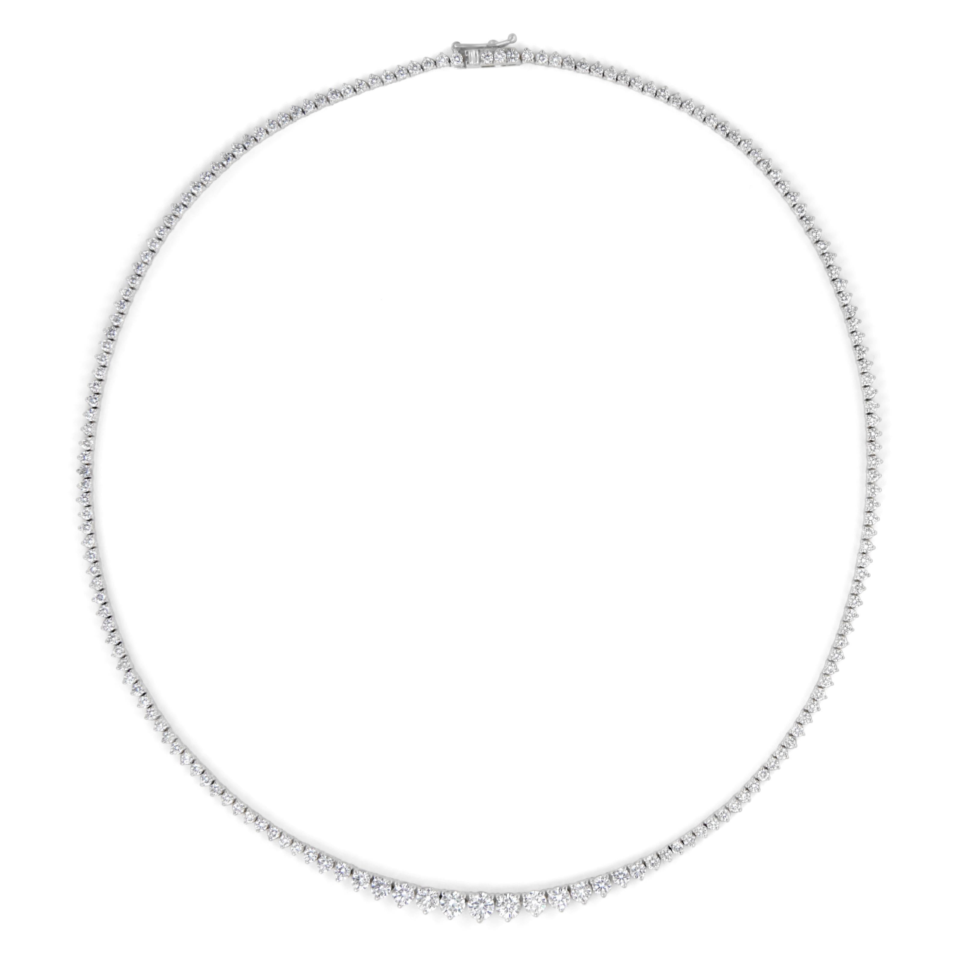Taille ronde Alexander Beverly Hills Collier tennis Riviera en or 18 carats avec diamants 6,71 carats certifiés GIA en vente