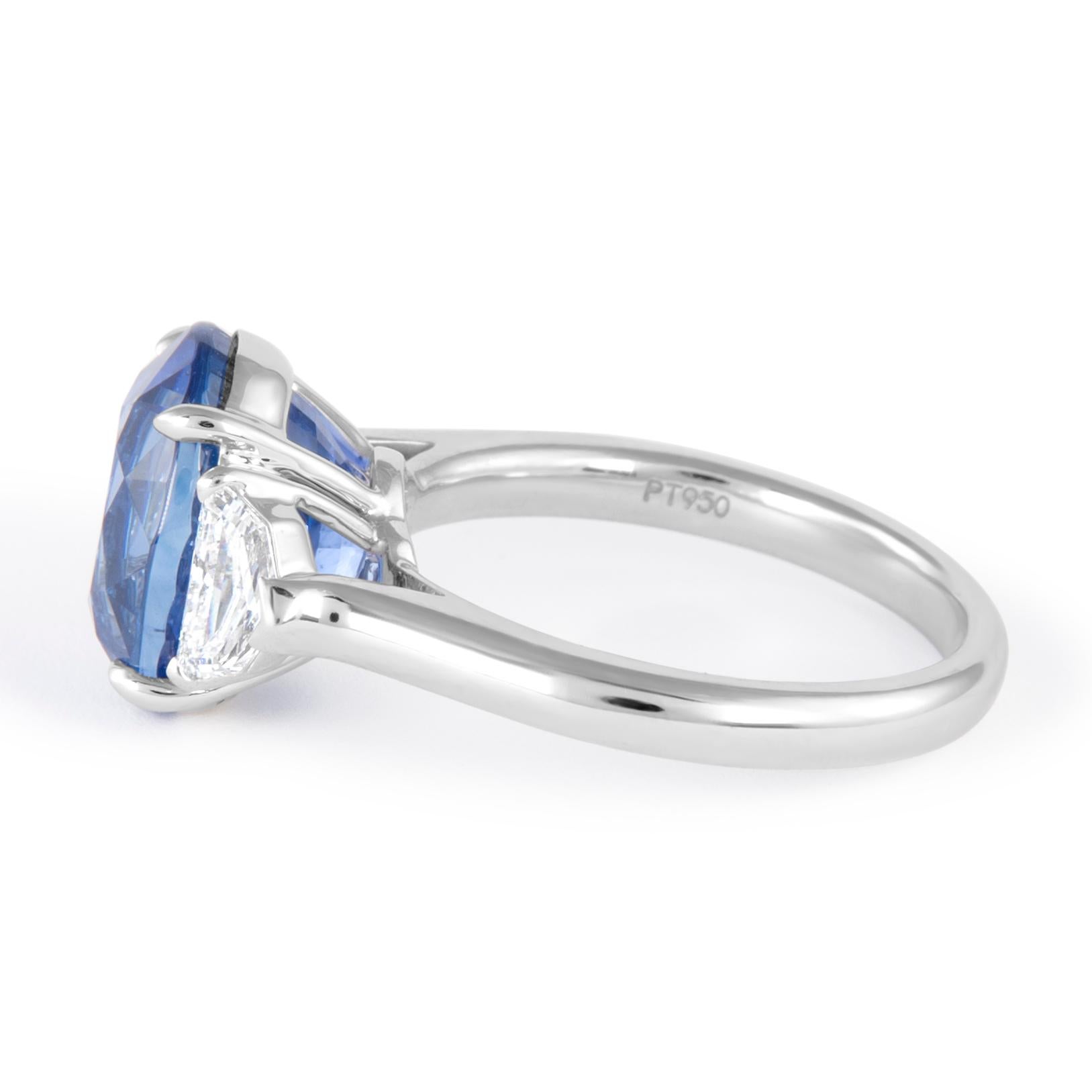 Oval Cut Alexander Beverly Hills GIA 7.58ct Sapphire & Diamonds 3-Stone Ring Platinum For Sale