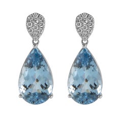 Alexander Beverly Hills GIA 8.41ct Aquamarine & Diamond Earrings 18k White Gold