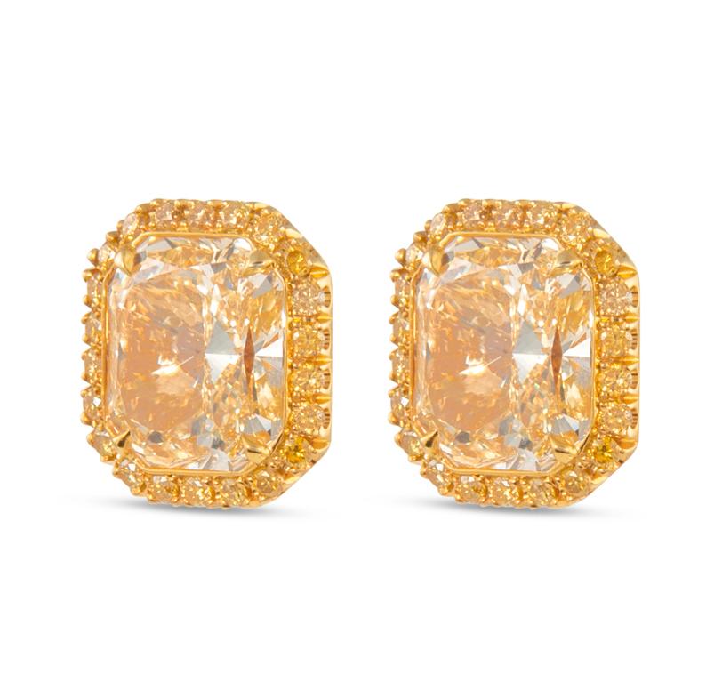 Alexander Beverly Hills GIA 9,05 ct Pendientes de diamante amarillo intenso de fantasía en Nuevo estado para la venta en BEVERLY HILLS, CA