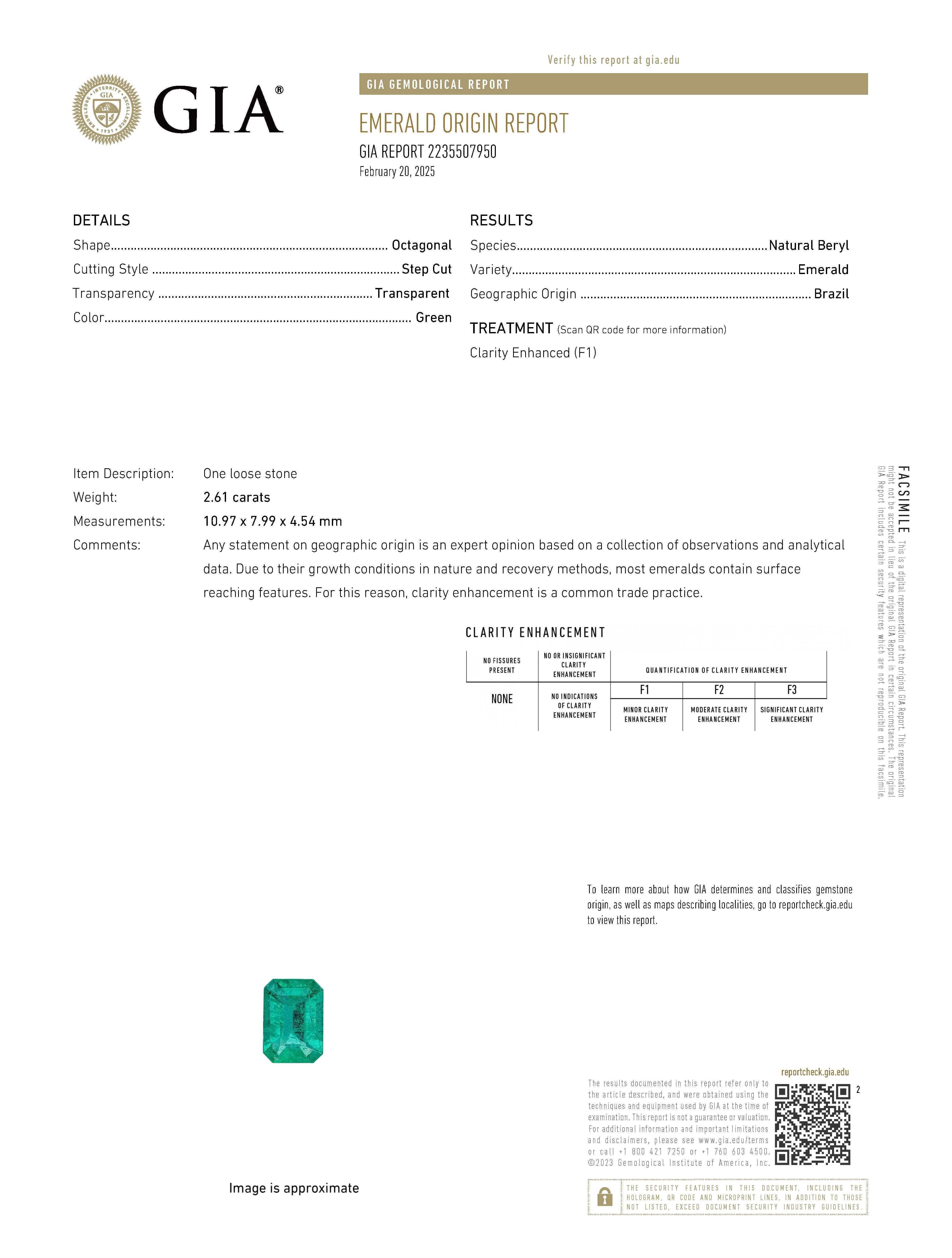 Beautiful Brazilian emerald drop with natural mixed shape diamonds earrings. High jewelry Alexander Beverly Hills.
*Emerald's color looks the same as the photo in the GIA certificate
9.98 carats total gemstone weight.
GIA certified 5.66 carat