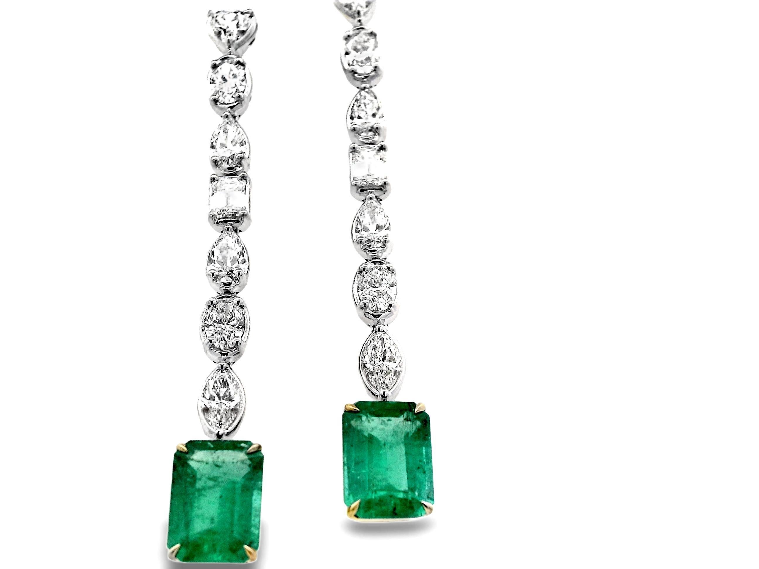 Emerald Cut Alexander Beverly Hills GIA 9.98ctt Emerald & Diamond Drop Necklace 18k For Sale
