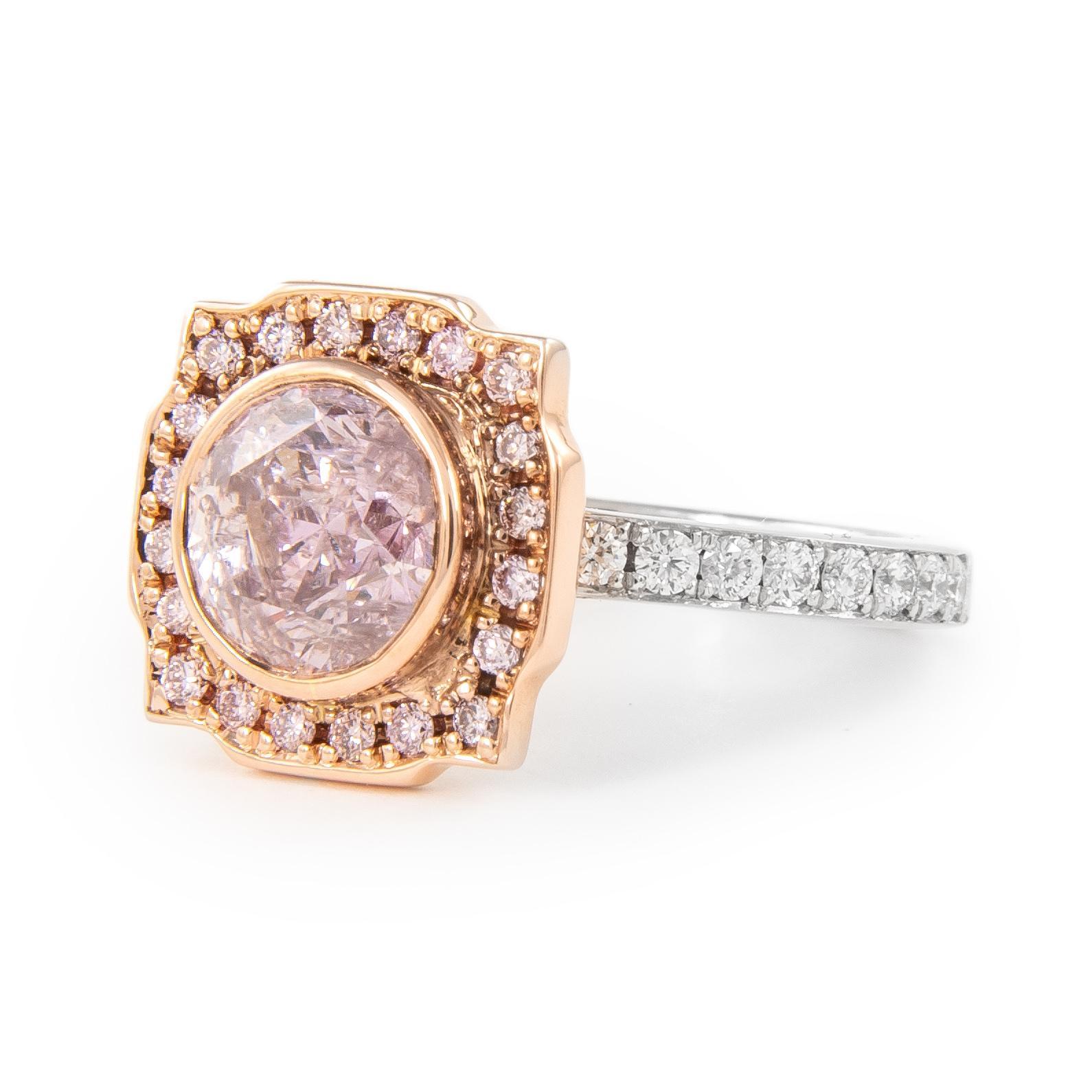 Round Cut Alexander Beverly Hills GIA Certified 1.86ct Round Pink Diamond Ring 18k For Sale