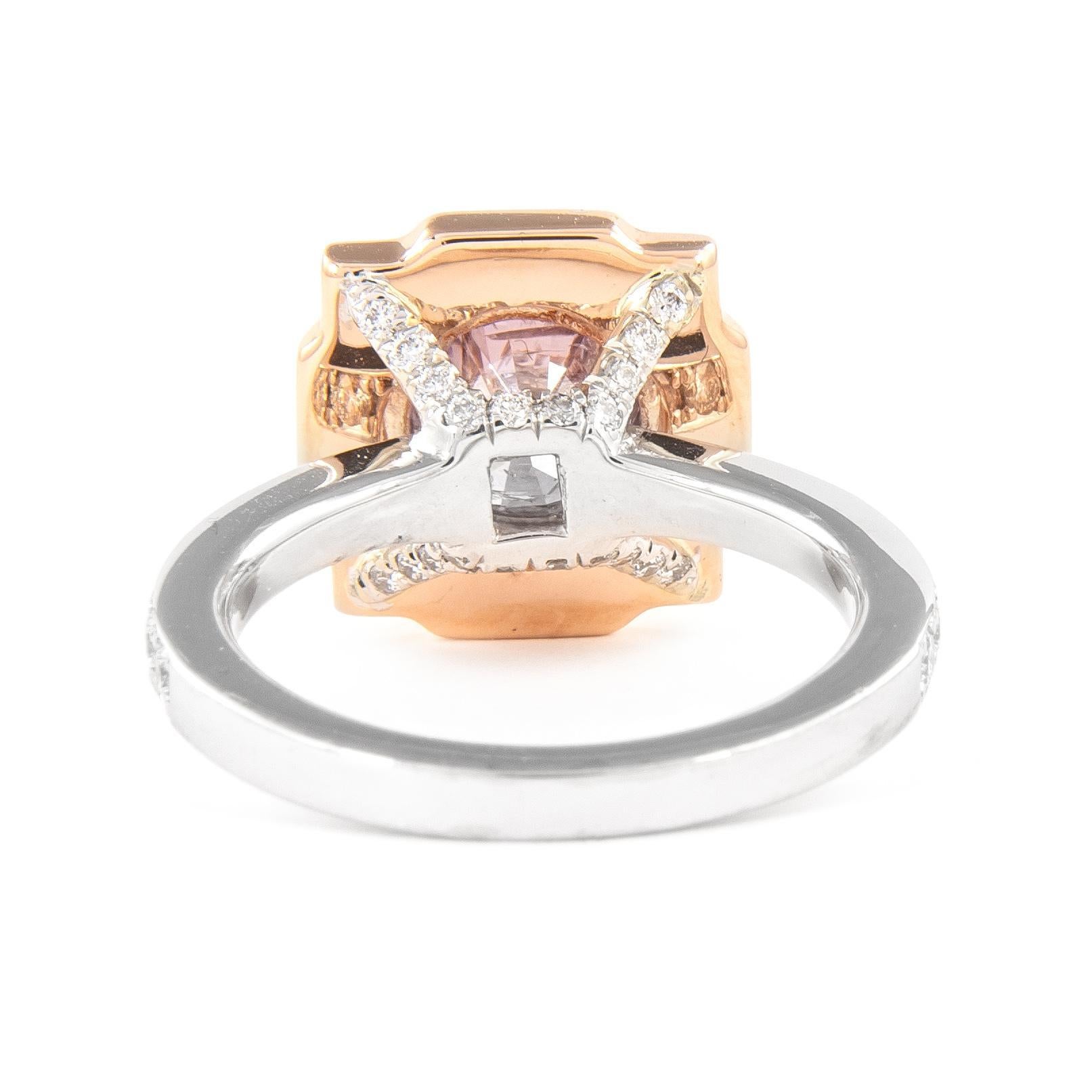 Women's Alexander Beverly Hills GIA Certified 1.86ct Round Pink Diamond Ring 18k For Sale