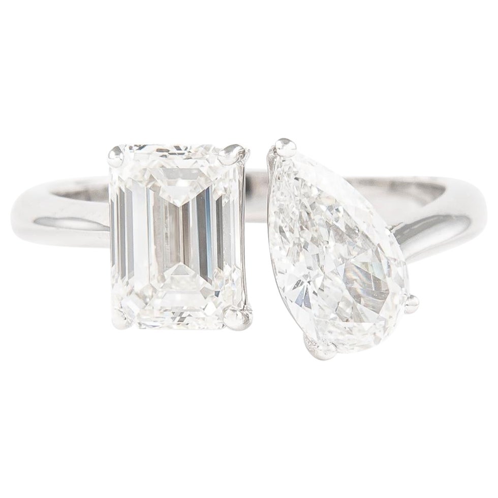 Alexander Beverly Hills GIA zertifiziert 2,33 Karat Toi Et Moi Diamanten Ring 18k