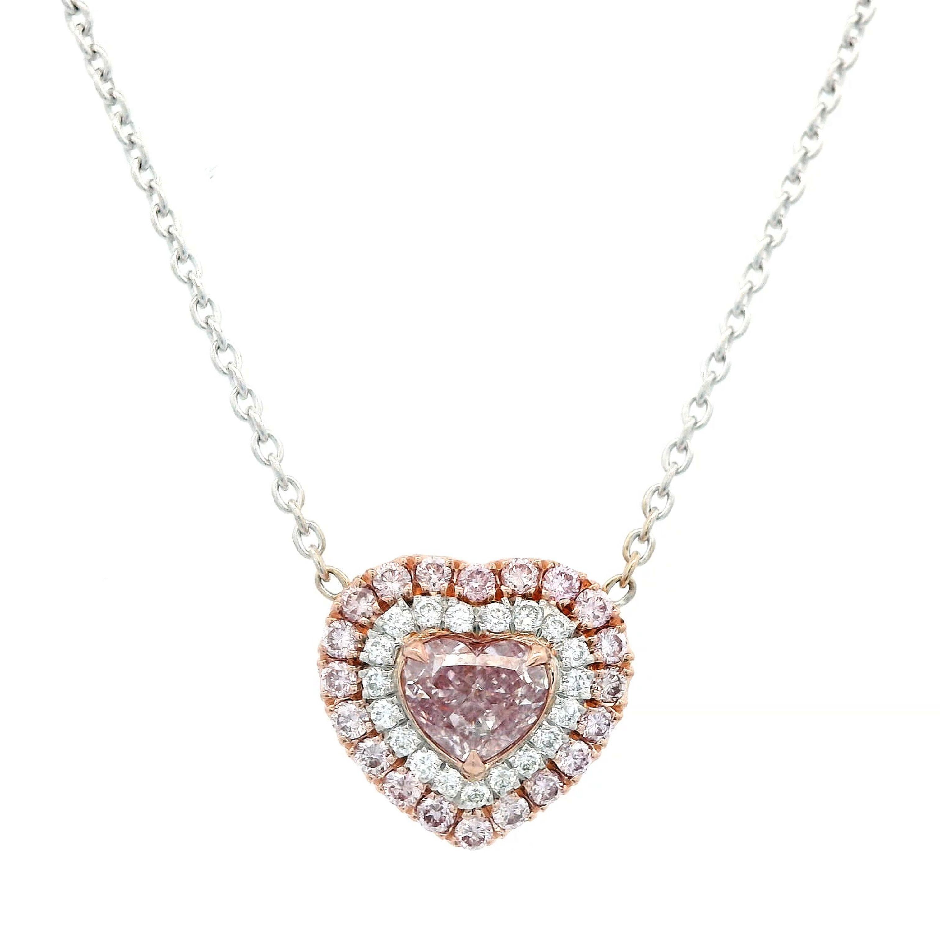 Modern Alexander Beverly Hills GIA Heart Pink Diamond 18k Pendant Necklace For Sale