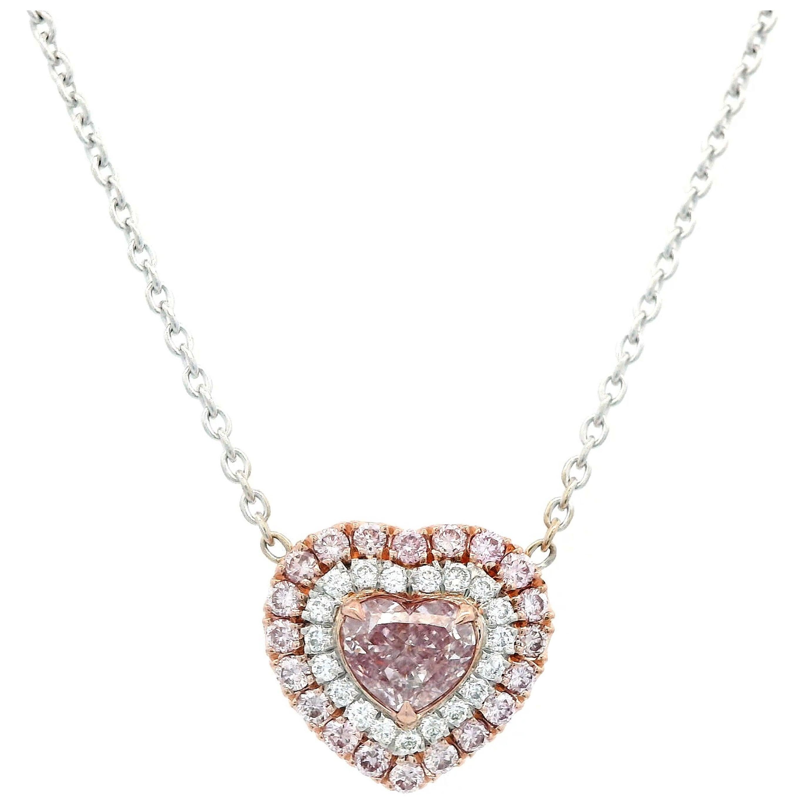 Contemporaneo Alexander Beverly Hills GIA Collana con ciondolo con cuore e diamanti rosa 18k in vendita
