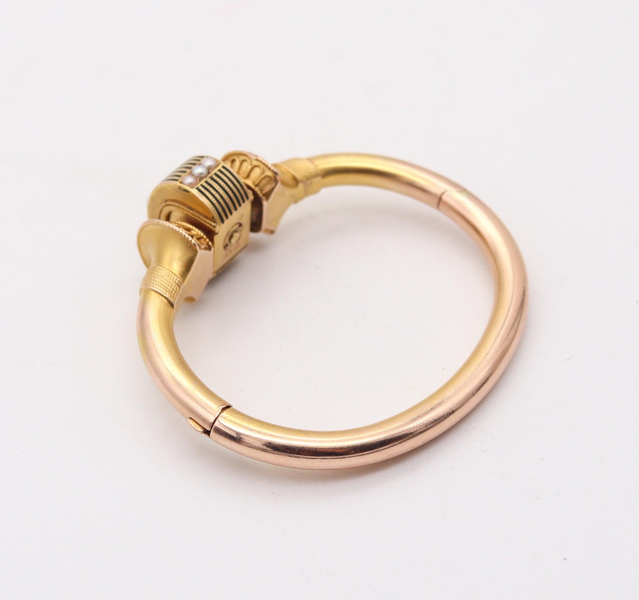 Women's ALEXANDER BIRKL 1880 Etruscan Revival Bracelet In Brushed 14Kt Gold With Pearls For Sale