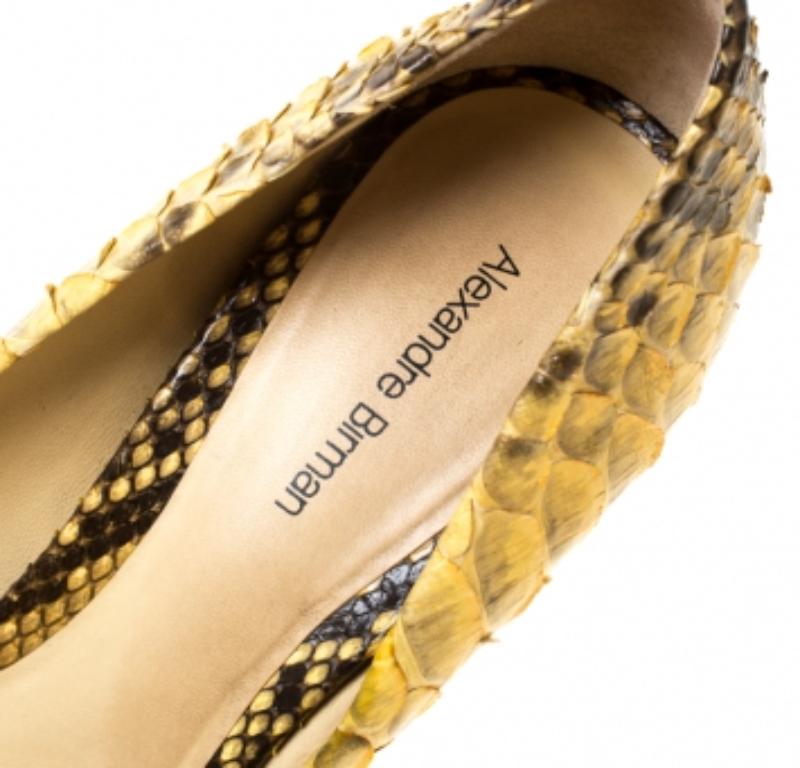 Marrone Alexander Birman Pumps Peep Toe in pitone giallo/nero misura 40,5 in vendita